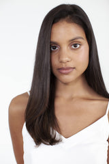 R+Co Moon Landing mist application demonstrates quick-drying spray to tame flyaways.