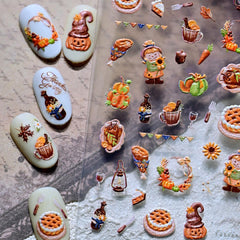 Rdntbeu turkey design nail stickers ideal for celebratory and playful nail accents.