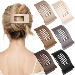 RDUQM 6-piece flat hair clips neutral pack close-up showing secure non-slip grip