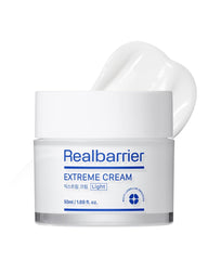 Real Barrier Extreme Cream Light tub closeup demonstrates rich texture for daily hydration.