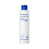 Real Barrier Extreme Essence Toner bottle closeup showing hydrating, barrier-supporting formula