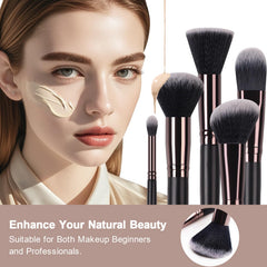 Real Perfection wooden handle ergonomic design provides comfortable control during makeup sessions