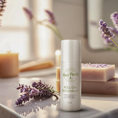 Real Purity Roll-On deodorant application demonstrating smooth glide and sensitive-skin comfort.