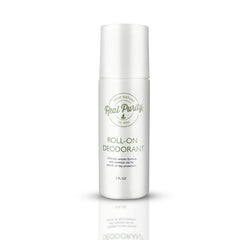 Real Purity Roll-On deodorant bottle showing quick-dry, skin-friendly protection.