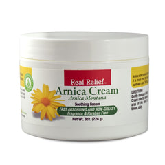 Real Relief Arnica Cream demonstrates fast-absorbing-application for targeted relief.