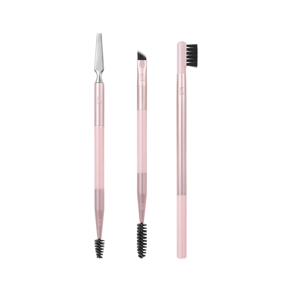 Real Techniques Brow Styling Set 607 long-handled brow brush for precise filling.
