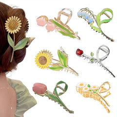 REALHUNLEE flower metal claw clips front view for versatile styling options