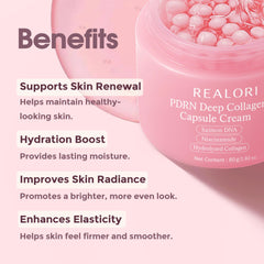 Realori PDRN Capsule Cream pink jelly swirl texture for deep hydration.
