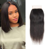 Rebasar straight lace closure 4x4 10inch closeup shows natural hairline for seamless blending.