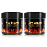 REBODUM Hot Sweat Cream bottle being applied for warming post-workout comfort.