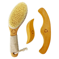 Reccsy dry brush with contoured handle for back reach and exfoliation.