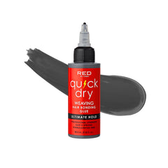 Red by Kiss bottle with quick-dry bonding glue for secure weaves.