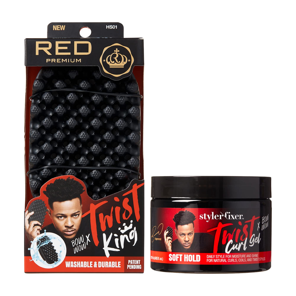 Red by Kiss Bow Wow Styler durable brush front view for defined waves and curls.