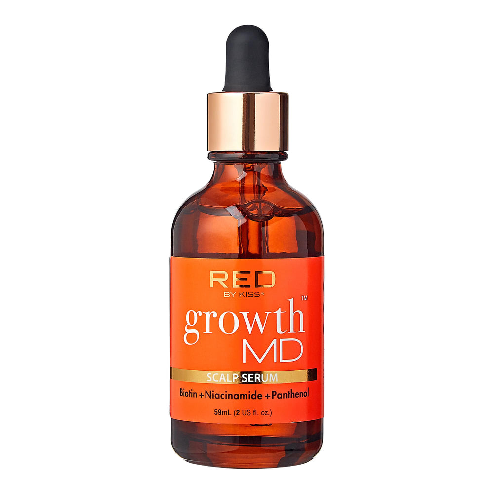 Red by Kiss Growth MD bottle pour for quick, lightweight scalp care