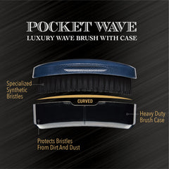 Red by Kiss Premium Pocket Wave Brush Hard curved palm view demonstrates ergonomic handling for precise brushing