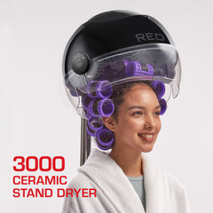Red by Kiss RED 3000 stand dryer side view highlights adjustable height for ergonomic comfort.