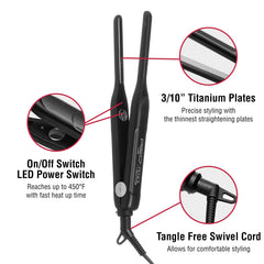 Red by KISS Titanium Styler Pencil Flat Iron 3/10 450f-heat supports versatile styling options