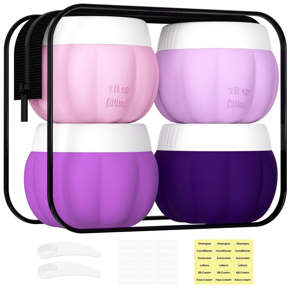 Redfly travel containers with leakproof lid prevent spills in your luggage.