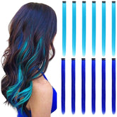 REDMENCO colored hair extensions clip-in 12 pieces blue teal add vibrant length.