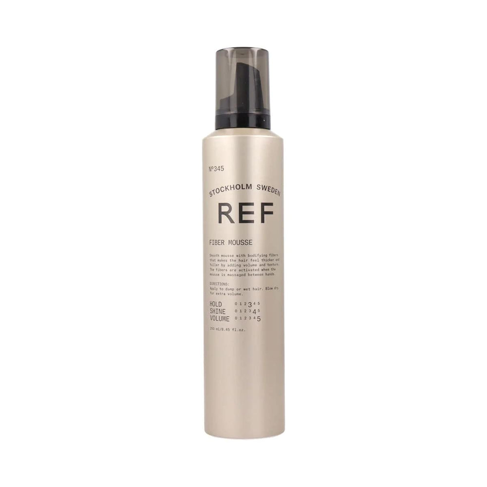 REF Reference Ref 345 Fiber Mousse bottle for easy textured styling and flexible hold.