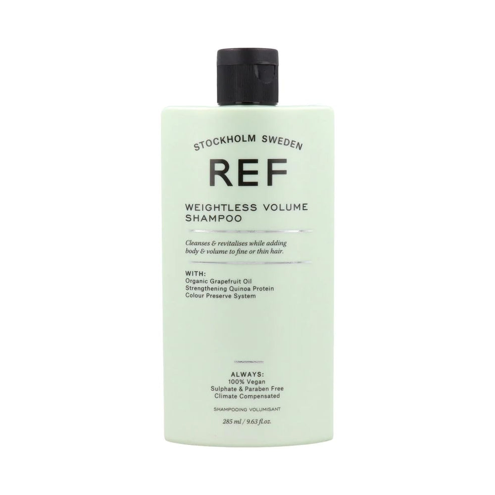 REF Weightless Volume Shampoo bottle lift for lightweight cleansing and color-safe, long-lasting volume