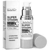 Refaflio Super Vitamin C Serum bottle with lemon pour for brightening hydration.