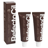 RefectoCil No.3 Natural Brown cream dye tube provides natural brunette look.