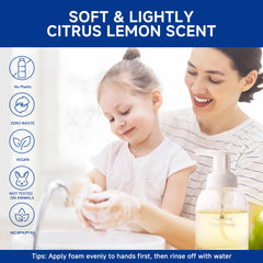 Refill Route foam on hands showing rich cleansing foam.