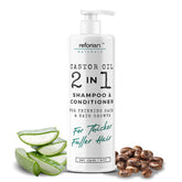 Reforian castor oil shampoo bottle—2-in-1 sulfate-free formula for daily fuller hair.