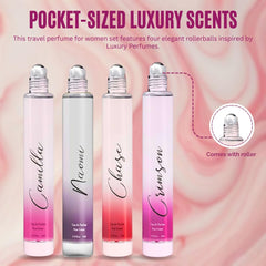 Regal Fragrances Camilla rollerball bottle with pear and bergamot for effortless freshness.