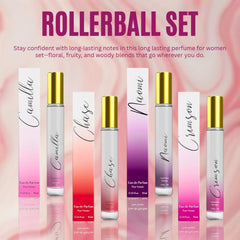 Regal Fragrances Naomi rollerball bottle with pomegranate and iced yuzu bright opening.