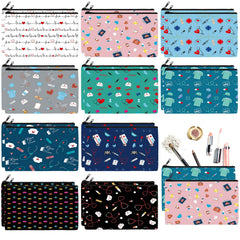 Reginary nurse cosmetic bag showcases colorful patterns for everyday organization.