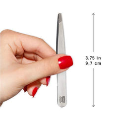 Regine Switzerland stainless steel tweezers with etched tip for lasting sharpness.