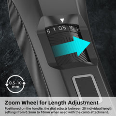 REHOYO BeardFix trimmer dial detail demonstrates 20-length range for tailored beard styles.