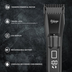 REHOYO BeardFix trimmer in shower reveals IPX7 waterproof design for easy cleaning.