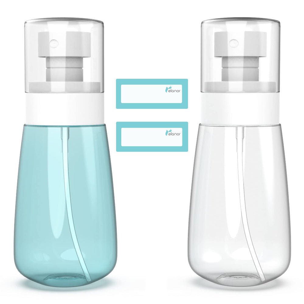 RELANOR Pack 2 small spray bottles cap close-up, leak-proof travel seal.