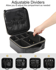 Relavel adjustable-dividers makeup bag showcasing flexible storage for cosmetics and brushes.
