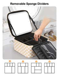 Relavel adjustable dividers makeup case offers flexible, customizable storage for cosmetics.