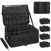 Relavel extra large makeup case opened to show ample storage and compartments for organization