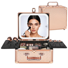 Relavel makeup bag with LED mirror closed view for portable organization.