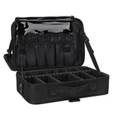 Relavel makeup bag open compartments illustrate organized cosmetic storage for travel