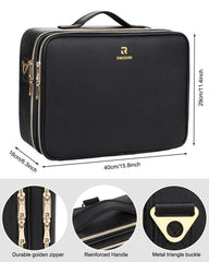 Relavel makeup case with adjustable dividers enables custom layouts for cosmetics.