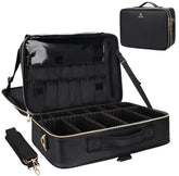 Relavel makeup case open showing three adjustable layers for flexible organization.