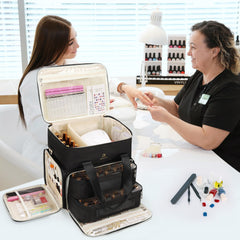 Relavel nail polish organizer dual-layer design for efficient on-the-go kit.