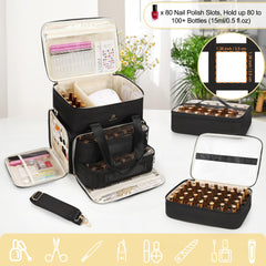 Relavel organizer upper layer divider keeps nail lamp and bottles organized.