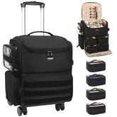 Relavel rolling makeup train case front view for easy studio-to-location transport.