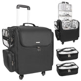 Relavel rolling makeup train case shows heat insulation layer for safely storing hot tools