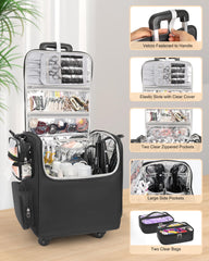 Relavel interior pockets and clear bags organize makeup accessories efficiently