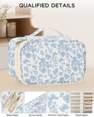 Relavel separate compartments with elastic slots and brush holders.