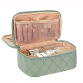 Relavel small makeup bag front view in green shows compact travel-ready design for daily use.